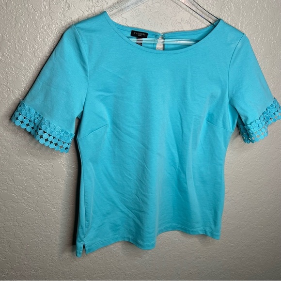 Blue Talbots Top W/Lace Sleeve - Picture 3 of 8